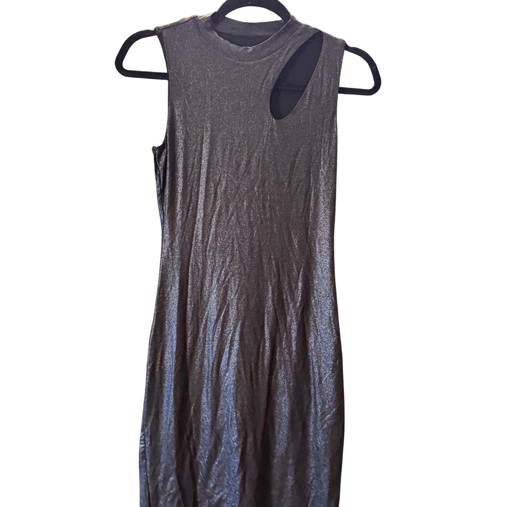 Bar III Shimmering Silver Cutout Maxi Dress